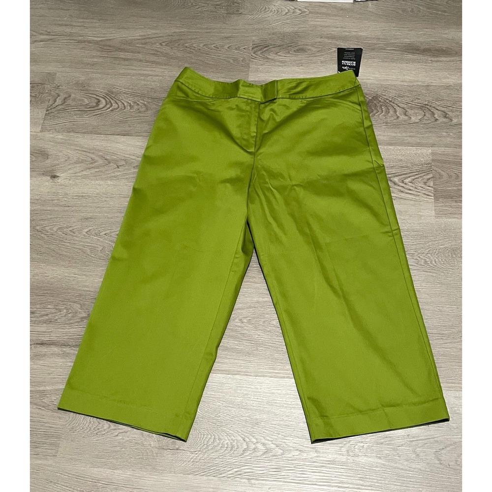 East 5th Pants Womens 12 Green Cropped Straight Leg Tummy Control Stretch NWT